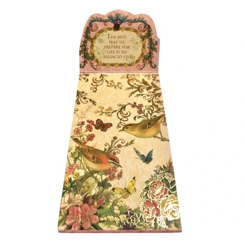 Punch Studio Embellished Long Notepad:  Inspirational Floral Birds (92815)